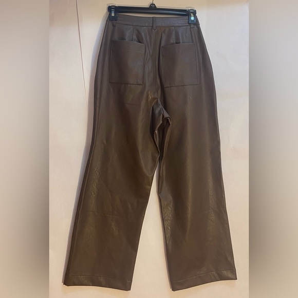 NWT Splendid Woman’s Cropped Vegan Leather Ankle Trouser Brown Size 0 Inseam 26” - Picture 5 of 9